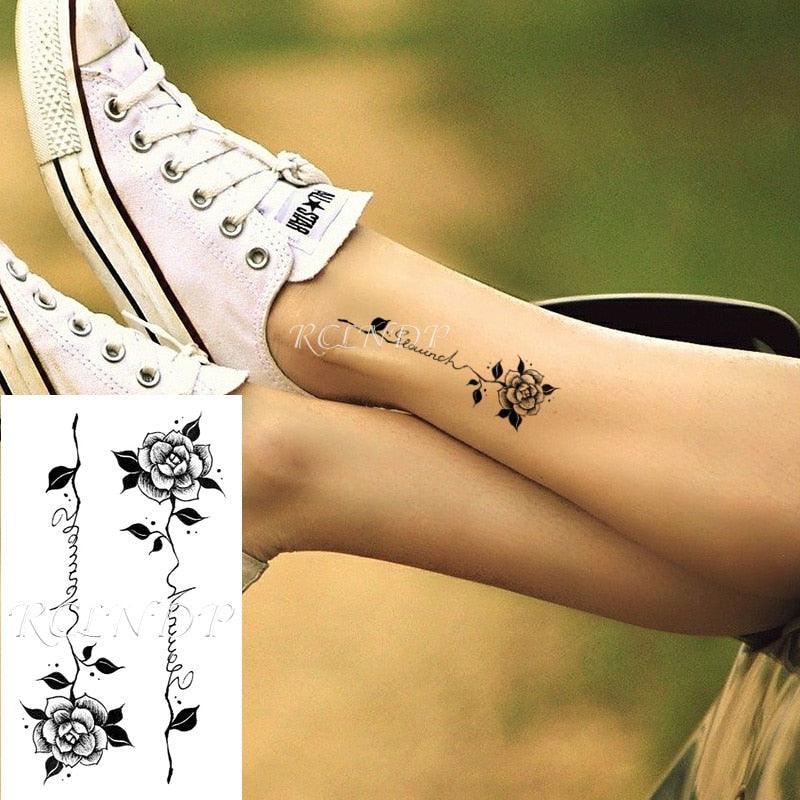 Temporary Tattoos Stickers for Women Muti-Colored Waterproof Roses Tattoo Sticker Black Small Flash Tatoo For  Mens Womens