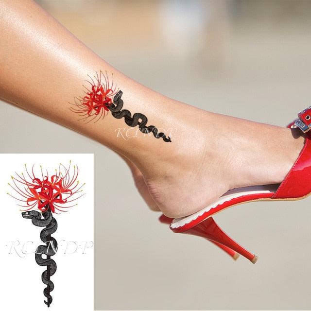 Temporary Tattoos Stickers for Women Muti-Colored Waterproof Roses Tattoo Sticker Black Small Flash Tatoo For  Mens Womens