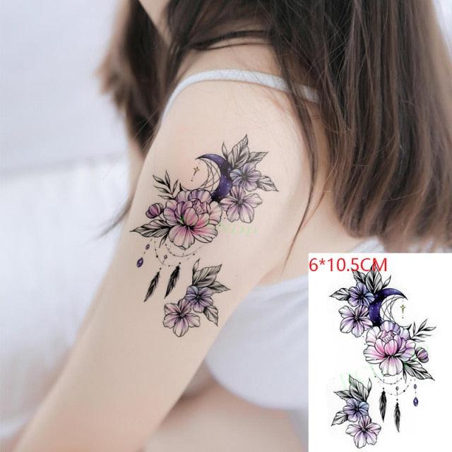 Temporary Tattoos Stickers for Women Muti-Colored Waterproof Roses Tattoo Sticker Black Small Flash Tatoo For  Mens Womens