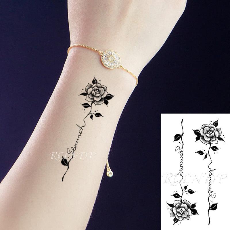 Temporary Tattoos Stickers for Women Muti-Colored Waterproof Roses Tattoo Sticker Black Small Flash Tatoo For  Mens Womens