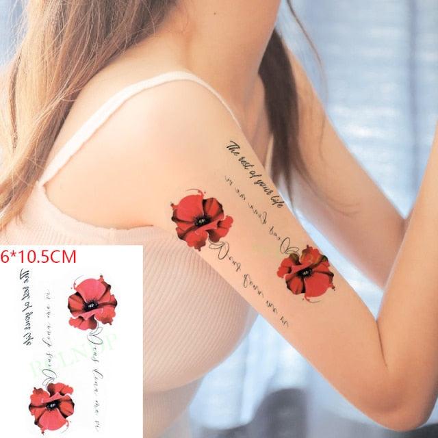 Temporary Tattoos Stickers for Women Muti-Colored Waterproof Roses Tattoo Sticker Black Small Flash Tatoo For  Mens Womens