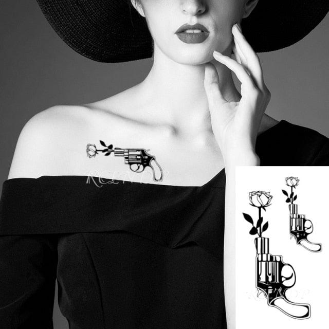 Temporary Tattoos Stickers for Women Muti-Colored Waterproof Roses Tattoo Sticker Black Small Flash Tatoo For  Mens Womens