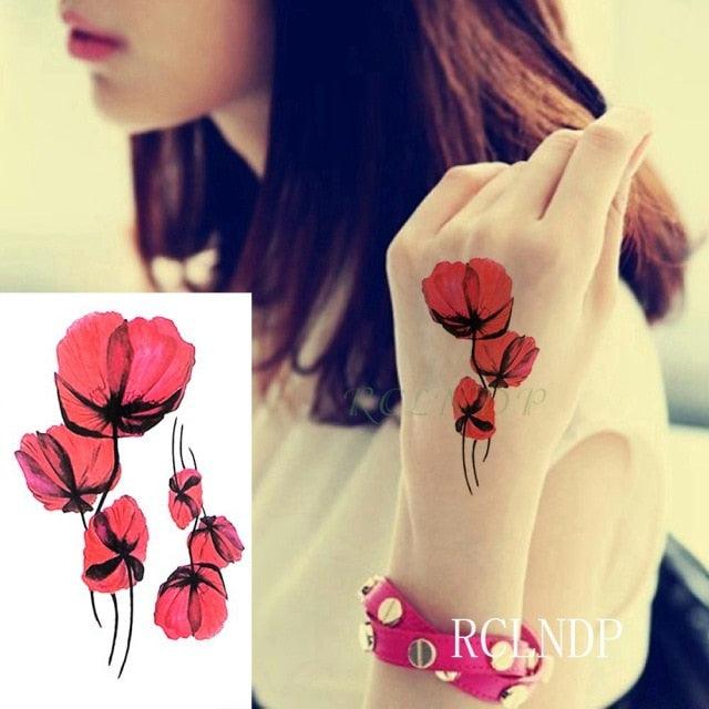 Temporary Tattoos Stickers for Women Muti-Colored Waterproof Roses Tattoo Sticker Black Small Flash Tatoo For  Mens Womens