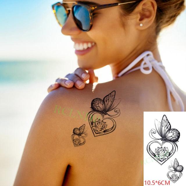 Temporary Tattoos Stickers for Women Muti-Colored Waterproof Roses Tattoo Sticker Black Small Flash Tatoo For  Mens Womens