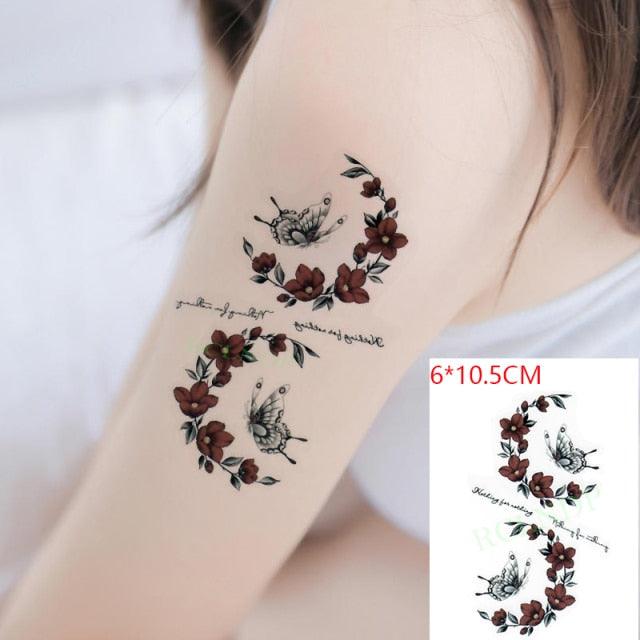Temporary Tattoos Stickers for Women Muti-Colored Waterproof Roses Tattoo Sticker Black Small Flash Tatoo For  Mens Womens