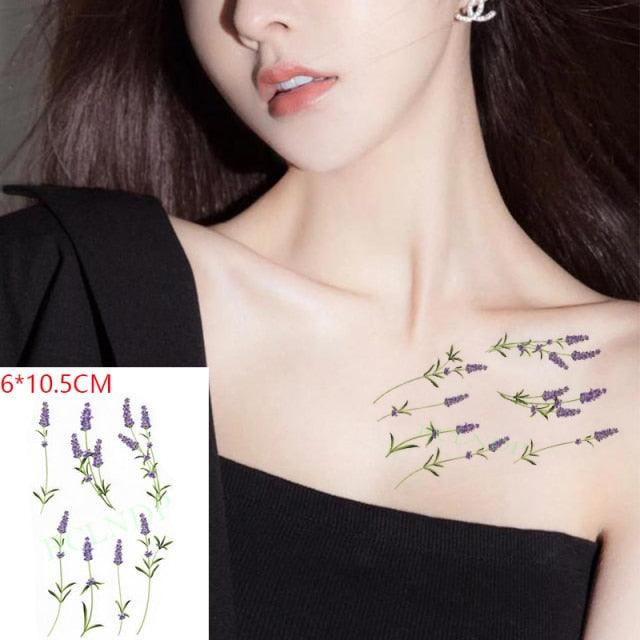 Temporary Tattoos Stickers for Women Muti-Colored Waterproof Roses Tattoo Sticker Black Small Flash Tatoo For  Mens Womens