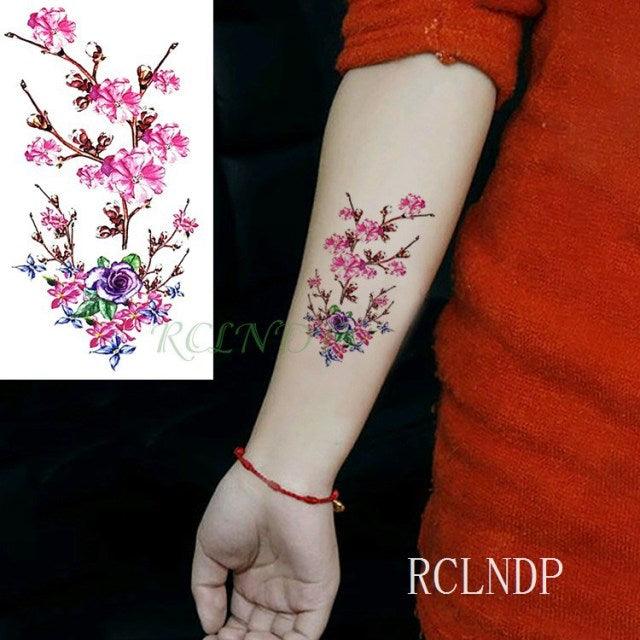 Temporary Tattoos Stickers for Women Muti-Colored Waterproof Roses Tattoo Sticker Black Small Flash Tatoo For  Mens Womens
