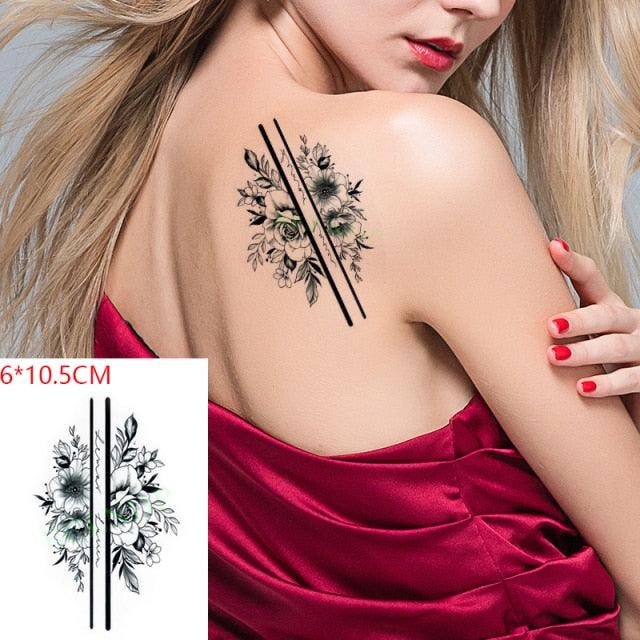Temporary Tattoos Stickers for Women Muti-Colored Waterproof Roses Tattoo Sticker Black Small Flash Tatoo For  Mens Womens
