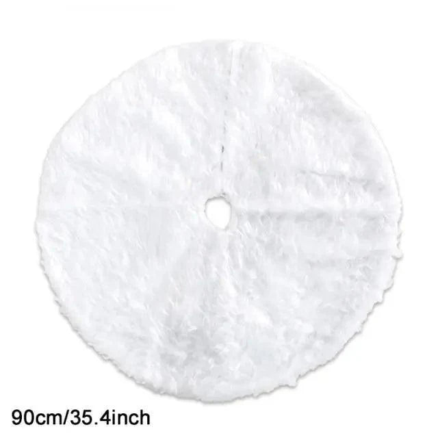 White Christmas Tree Skirt Plush Faux Fur Xmas Tree Carpet Merry Christmas Tree Decorations Ornament New Year Home Decor