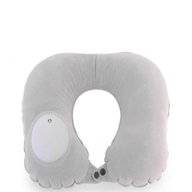 U-Shape Travel Pillow Automatic Air Inflatable Airplane Car Pillows Ring Pillow Folding Press Type Bed Pillows Neck Cushion Portable Inflatable U Shape Neck Comfortable Pillow Office Air Cushion Airplane Driving Nap Support Head Rest Travel Pillow