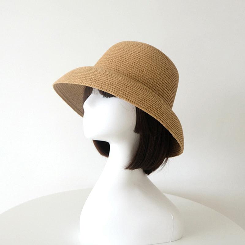 Unique Vintage Handmade Women Summer Hat Stylish Design Women's Summer Hat  Beach Holiday Foldable Comfortable Hat For Summer Portable Luxury Female Wide Hat Solid Color