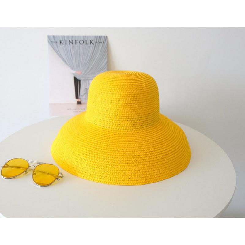 Unique Vintage Handmade Women Summer Hat Stylish Design Women's Summer Hat  Beach Holiday Foldable Comfortable Hat For Summer Portable Luxury Female Wide Hat Solid Color