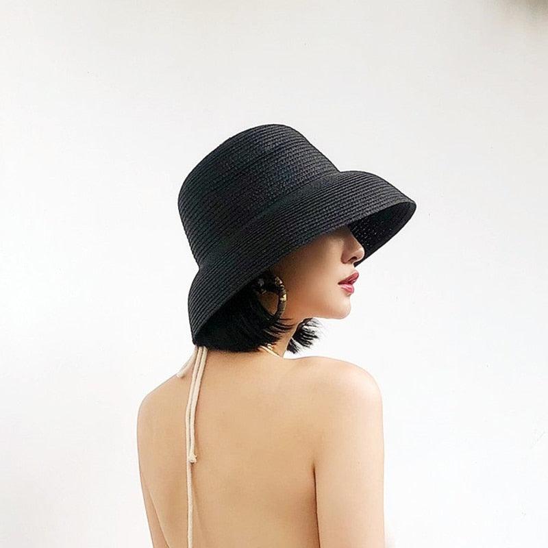 Unique Vintage Handmade Women Summer Hat Stylish Design Women's Summer Hat  Beach Holiday Foldable Comfortable Hat For Summer Portable Luxury Female Wide Hat Solid Color