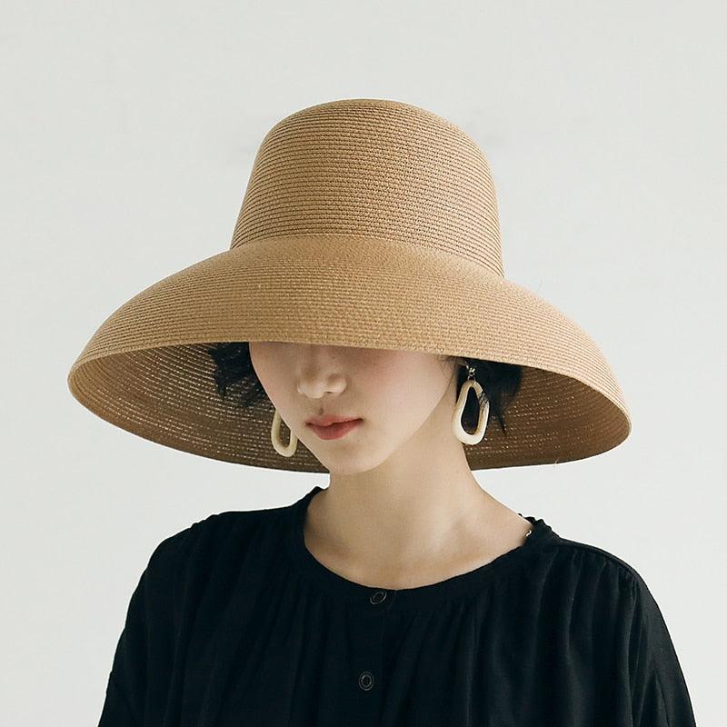 Unique Vintage Handmade Women Summer Hat Stylish Design Women's Summer Hat  Beach Holiday Foldable Comfortable Hat For Summer Portable Luxury Female Wide Hat Solid Color