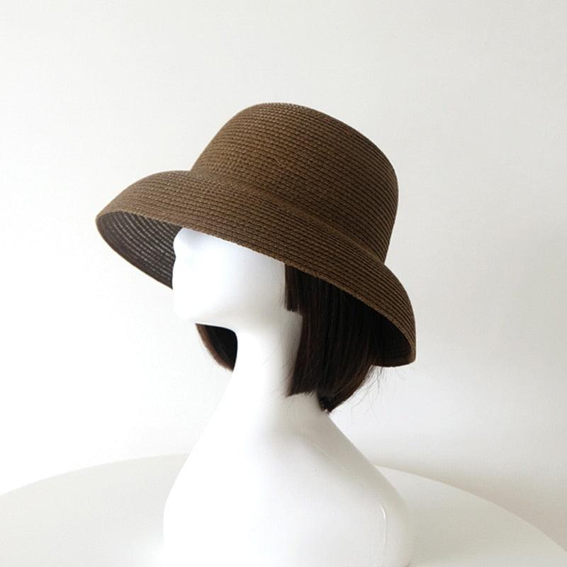 Unique Vintage Handmade Women Summer Hat Stylish Design Women's Summer Hat  Beach Holiday Foldable Comfortable Hat For Summer Portable Luxury Female Wide Hat Solid Color