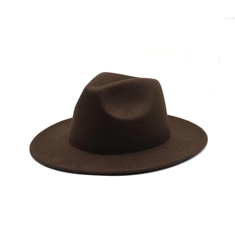 Unisex Autumn Winter Women's Hat Fedoras Big Brim Hats For Women Elegant Fedoras Warm Ladies Girls Hat Vintage Style Luxury Hat 56-58cm