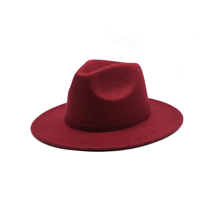Unisex Autumn Winter Women's Hat Fedoras Big Brim Hats For Women Elegant Fedoras Warm Ladies Girls Hat Vintage Style Luxury Hat 56-58cm