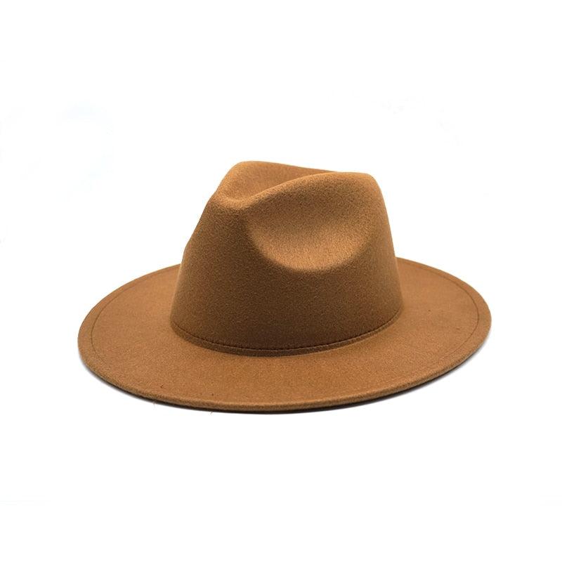 Unisex Autumn Winter Women's Hat Fedoras Big Brim Hats For Women Elegant Fedoras Warm Ladies Girls Hat Vintage Style Luxury Hat 56-58cm