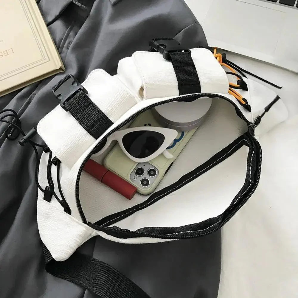 Unisex Casual Stylish Zipper Fanny Black Waist Bag Comfortable Travel Cross Body Bag Large Capacity Bags