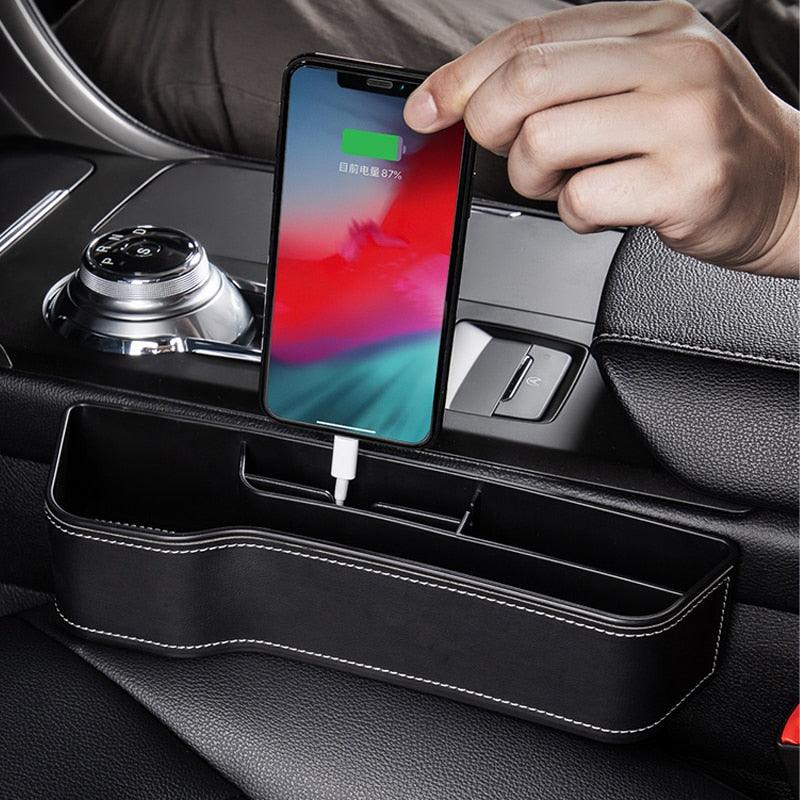 Universal Fit Storage Pockets Adjust Car Seat Gap Organizer PU Leather Car Storage Organizer Car Interior Accessories Universal High Capacity Non-Slip Car Front Seat Crevice Storage Box Organizer Storage Box for Car