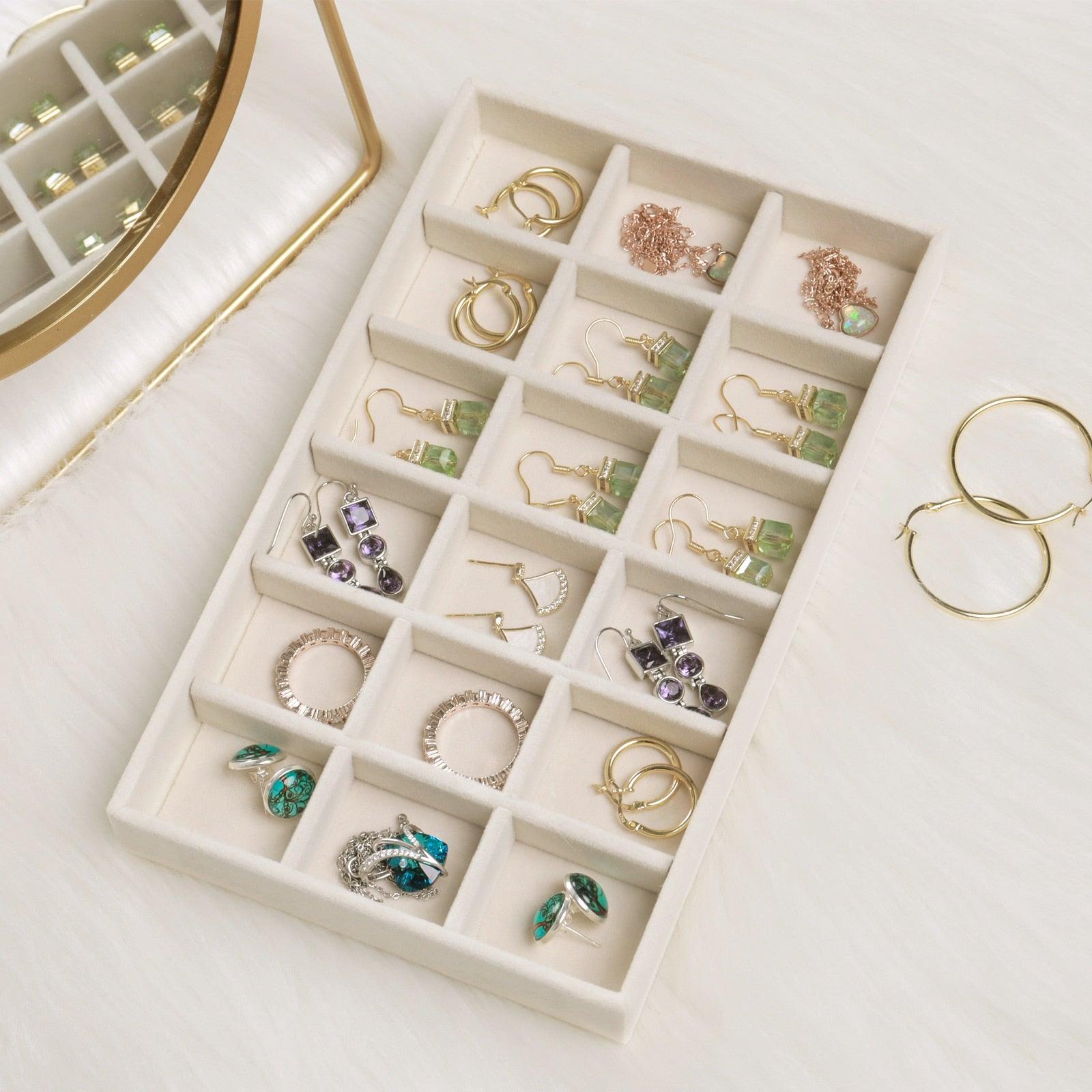 Velvet Jewelry Box Display Tray Drawer Storage Jewelry Holder For Ring Earrings Necklace Bracelet Soft Velvet Organizer Case Velvet Display Holder for Earrings Ring Bracelet Necklace
