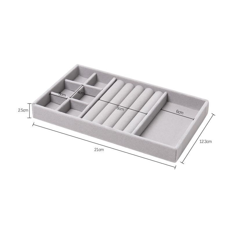 Velvet Jewelry Tray Handicraft Accessories Storage Ring Earring Necklace Finished Product Display Box Grey Beige Organizer Jewelry Storage Organizer Drawer Tray for Necklaces, Rings, Bracelets and Earrings