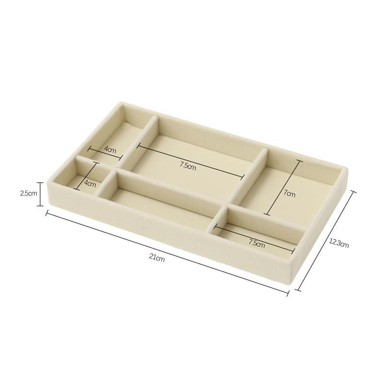 Velvet Jewelry Tray Handicraft Accessories Storage Ring Earring Necklace Finished Product Display Box Grey Beige Organizer Jewelry Storage Organizer Drawer Tray for Necklaces, Rings, Bracelets and Earrings