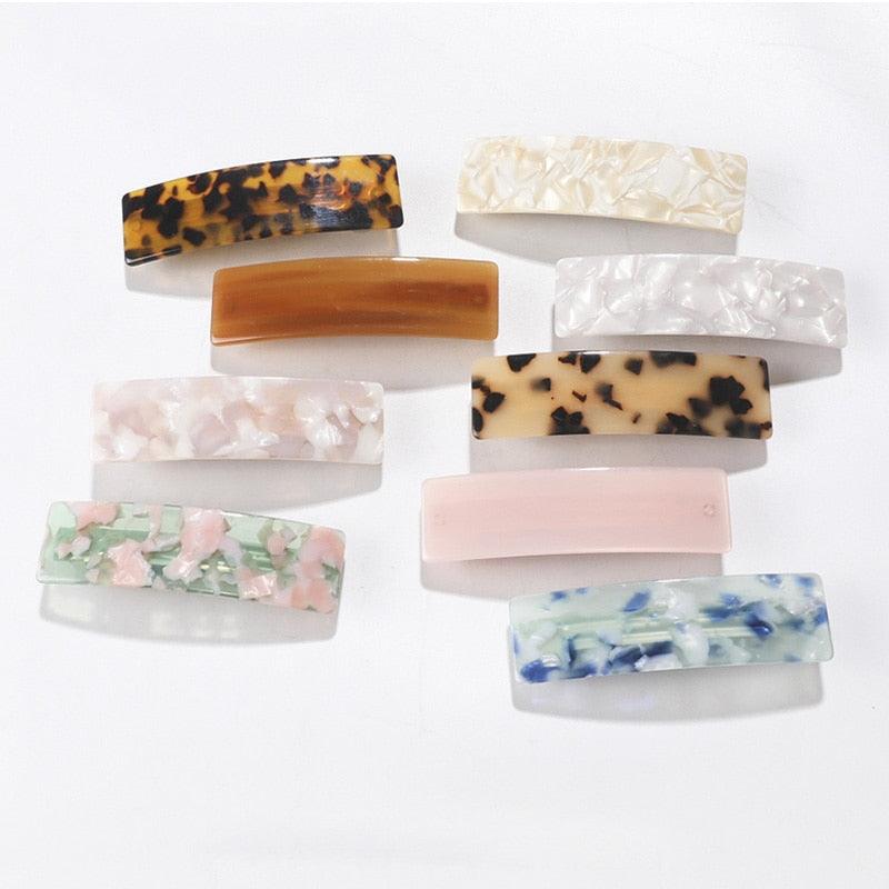 Vintage Acetate Rectangle Hairpins Hair Clips Solid Color Marble Print Side Clips Women Barrettes Hairgrips Gorgeous Hair Accessories For Women