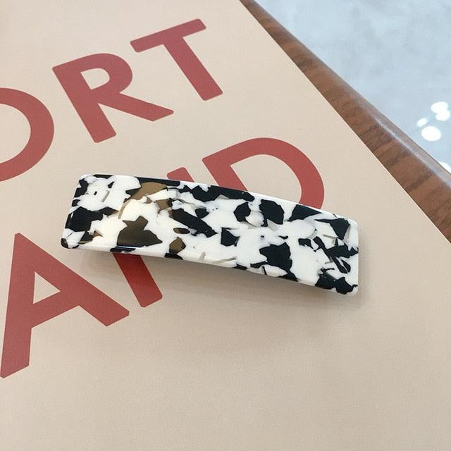 Vintage Acetate Rectangle Hairpins Hair Clips Solid Color Marble Print Side Clips Women Barrettes Hairgrips Gorgeous Hair Accessories For Women