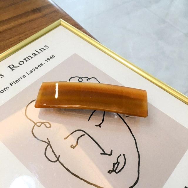 Vintage Acetate Rectangle Hairpins Hair Clips Solid Color Marble Print Side Clips Women Barrettes Hairgrips Gorgeous Hair Accessories For Women