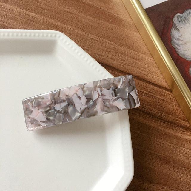 Vintage Acetate Rectangle Hairpins Hair Clips Solid Color Marble Print Side Clips Women Barrettes Hairgrips Gorgeous Hair Accessories For Women