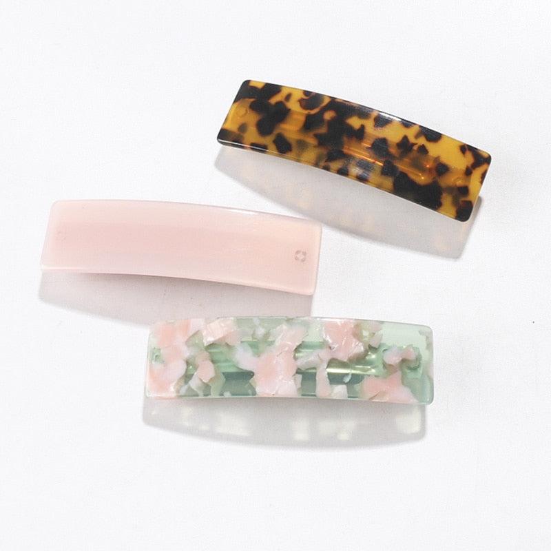 Vintage Acetate Rectangle Hairpins Hair Clips Solid Color Marble Print Side Clips Women Barrettes Hairgrips Gorgeous Hair Accessories For Women