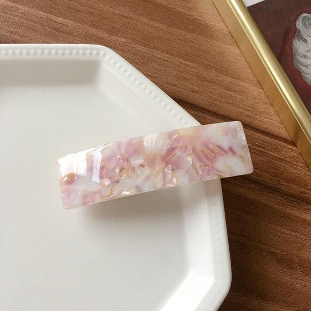 Vintage Acetate Rectangle Hairpins Hair Clips Solid Color Marble Print Side Clips Women Barrettes Hairgrips Gorgeous Hair Accessories For Women