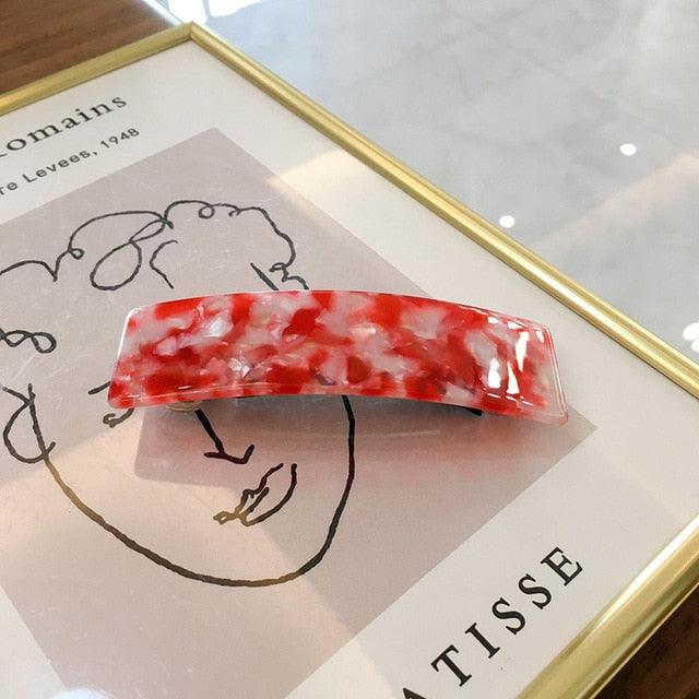 Vintage Acetate Rectangle Hairpins Hair Clips Solid Color Marble Print Side Clips Women Barrettes Hairgrips Gorgeous Hair Accessories For Women