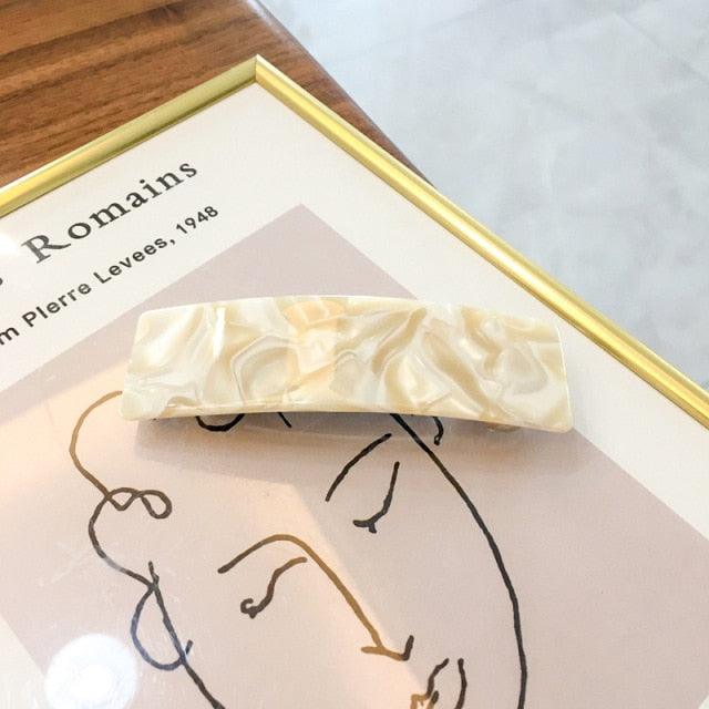 Vintage Acetate Rectangle Hairpins Hair Clips Solid Color Marble Print Side Clips Women Barrettes Hairgrips Gorgeous Hair Accessories For Women