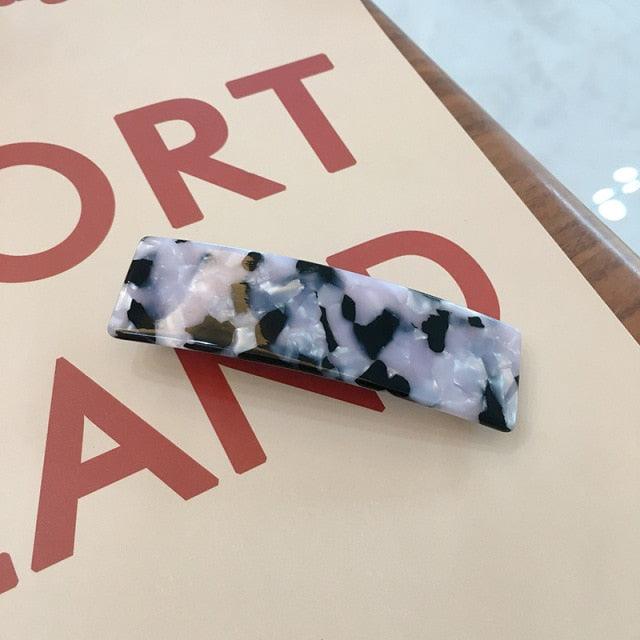 Vintage Acetate Rectangle Hairpins Hair Clips Solid Color Marble Print Side Clips Women Barrettes Hairgrips Gorgeous Hair Accessories For Women