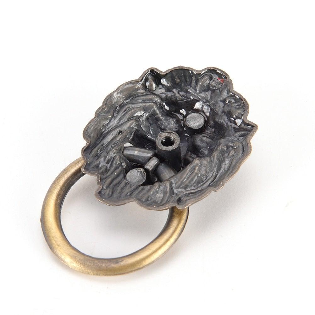 Vintage Lion Head Furniture Handle Lion Head With Ring Wardrobe Drawer Door Pull Retro Decoration Lion Head Pull Handle Knob Dresser