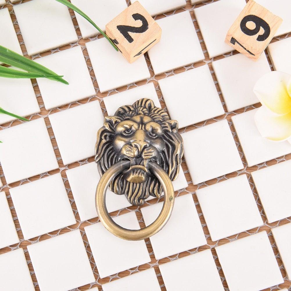 Vintage Lion Head Furniture Handle Lion Head With Ring Wardrobe Drawer Door Pull Retro Decoration Lion Head Pull Handle Knob Dresser