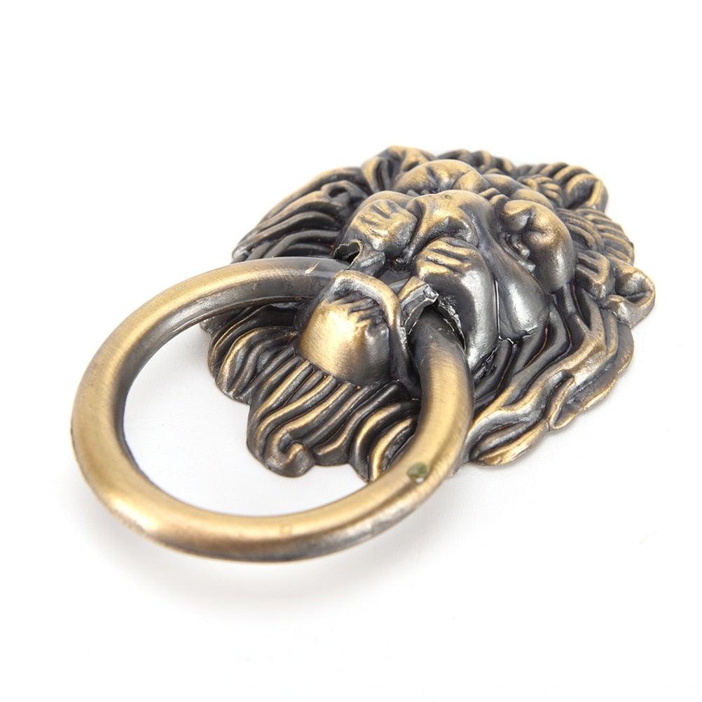 Vintage Lion Head Furniture Handle Lion Head With Ring Wardrobe Drawer Door Pull Retro Decoration Lion Head Pull Handle Knob Dresser
