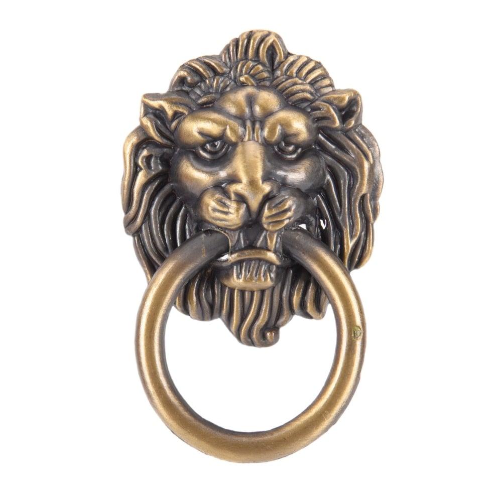 Vintage Lion Head Furniture Handle Lion Head With Ring Wardrobe Drawer Door Pull Retro Decoration Lion Head Pull Handle Knob Dresser