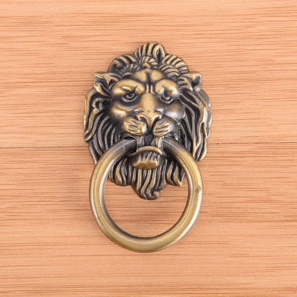 Vintage Lion Head Furniture Handle Lion Head With Ring Wardrobe Drawer Door Pull Retro Decoration Lion Head Pull Handle Knob Dresser