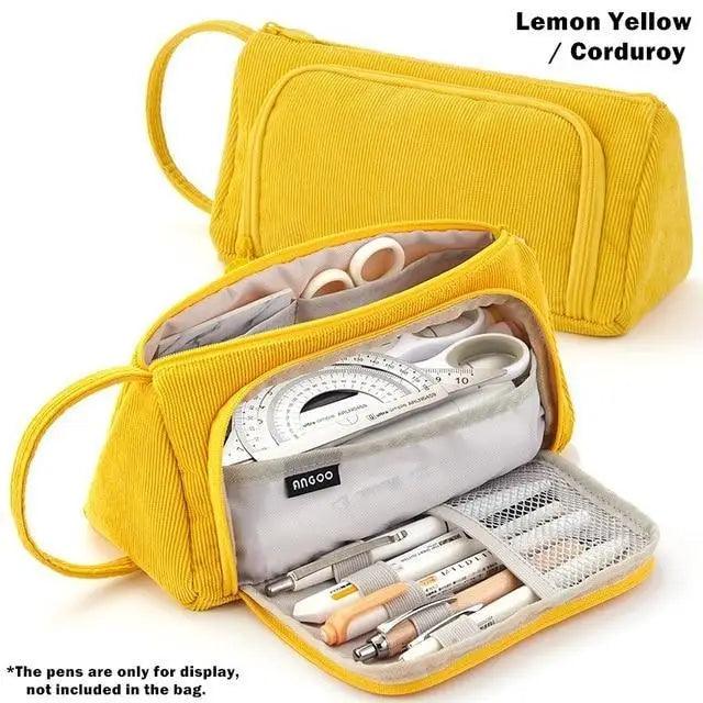 Vintage Multi Slot Pen Bag Big Storage Pouch Organizer For Stationery Retro Design Cosmetic Travel Portable Pouch Classic Pencil Case