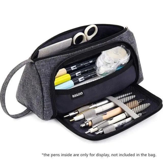 Vintage Multi Slot Pen Bag Big Storage Pouch Organizer For Stationery Retro Design Cosmetic Travel Portable Pouch Classic Pencil Case