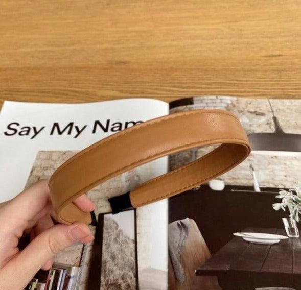 Vintage PU Leather Headband Hairbands Solid Headwear for Women Girls Fashion Hair Band Chic Hair Hoop Gorgeous Hair Accessories For Women