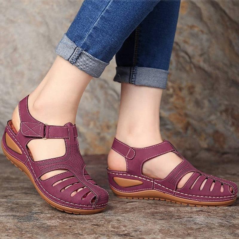 Vintage Sandals Women Platform Walking Sandals Female Beach Shoes Women Classic Comfort Retro Closed Toe Platform Outdoor Beach Summer Flat Sandals Athletic Slides Sandals