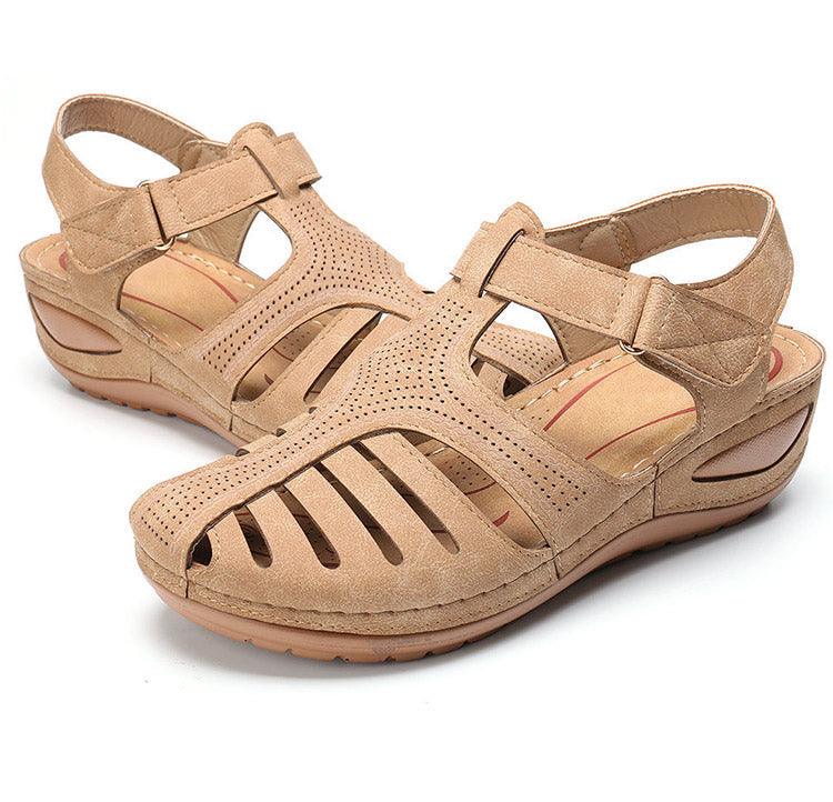 Vintage Sandals Women Platform Walking Sandals Female Beach Shoes Women Classic Comfort Retro Closed Toe Platform Outdoor Beach Summer Flat Sandals Athletic Slides Sandals