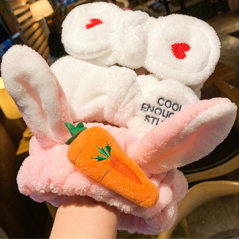 Wash Face Women Girls Hairbands Soft Warm Coral Fleece Bow Animal Ears Headbands Headwear Hair Bands Turban Gorgeous Hair Accessories For Women