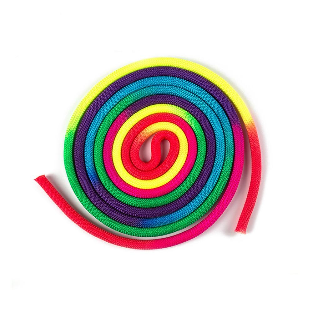 Wear-resistant Yoga Competition Jump Rope Training Exercise Fitness Indoor Outdoor Artistic Gymnastics Rainbow Color Rhythmic Gymnastics Arts Rope Solid Training Rope For Professional Competition Home Fitness