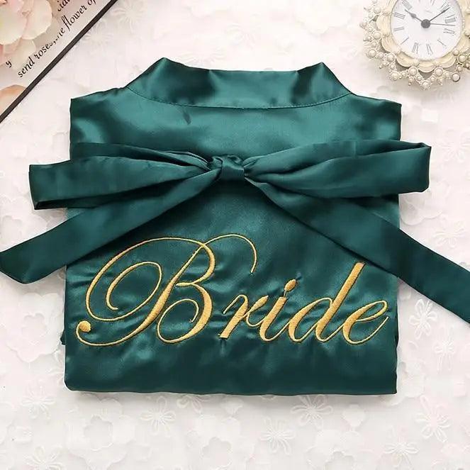 Wedding Satin Bride Robe Elegant Golden Bridesmaid Casual Short Women Nightwear Comfortable Sleepwear
