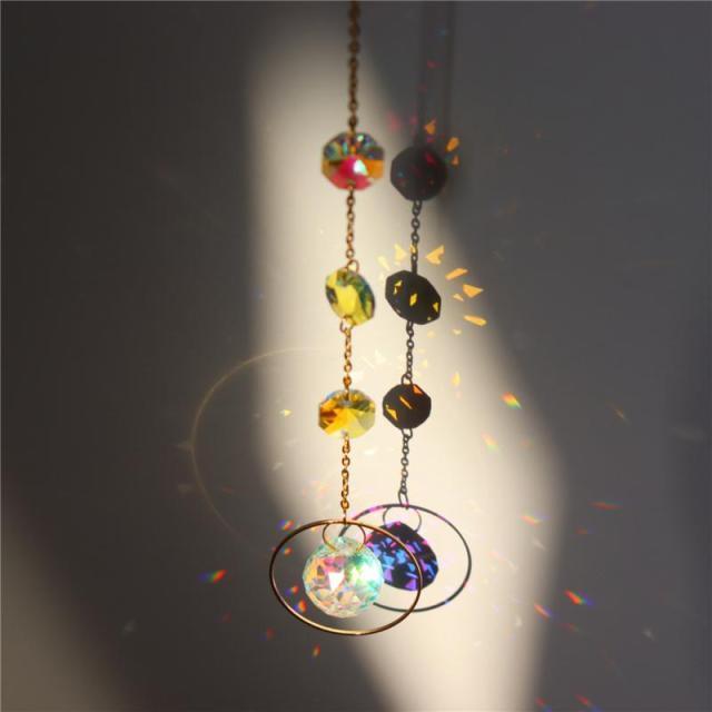 White Sun-catcher Hanging Crystals  Wind Chime Star Moon Crystal Décor with Prism Glasses Pendant Colorful Dream Catcher Indoor Window Rainbow Maker Plated Glass Crafts Hanging Pendant Ornaments Car Home Garden Decor